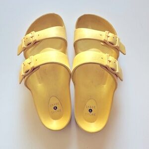 Shade & Shore Bright Yellow Buckle Sandals